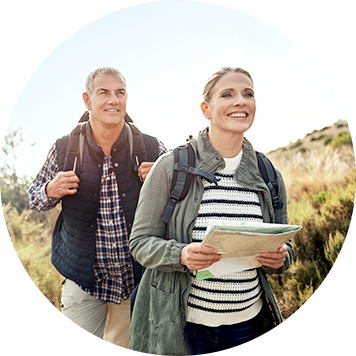 Man and woman enjoying a trail hike