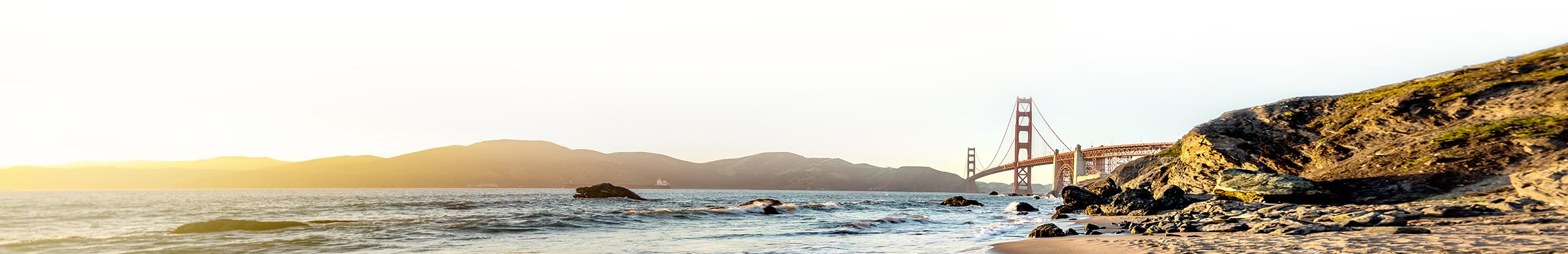 Panoramic view of San Francisco Bay and the Golden Gate Bridge