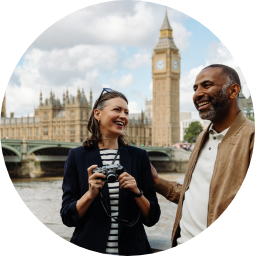 Couple sight-seeing in England